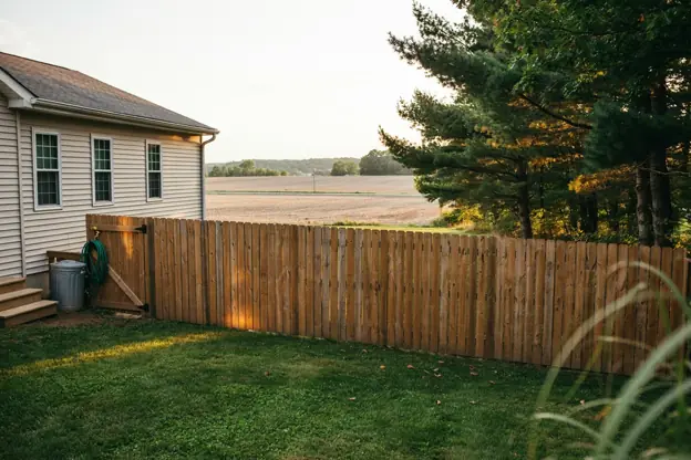 Cedar fence in a South Jersey yard with pines and farmland beyond