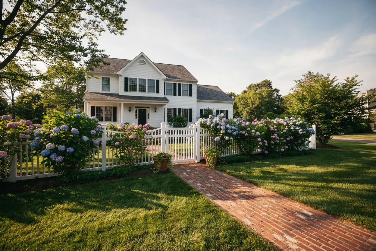 New cedar privacy fence with a lattice top along a suburban New Jersey backyard in autumn